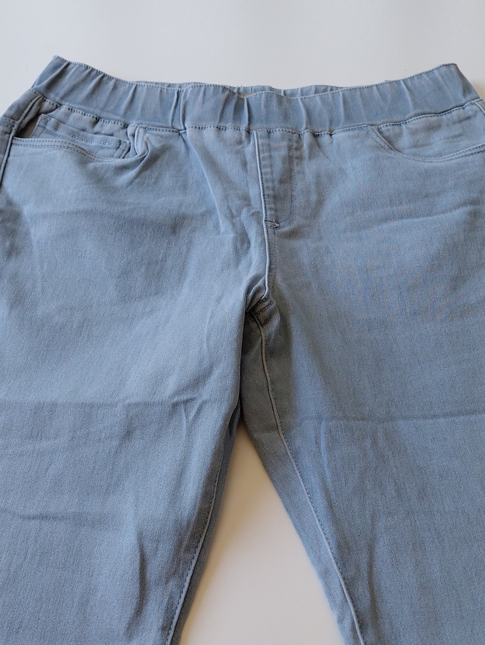 HYBRID & COMPANY Women's Light Blue Pull On Skinny Jeans Size XL Short